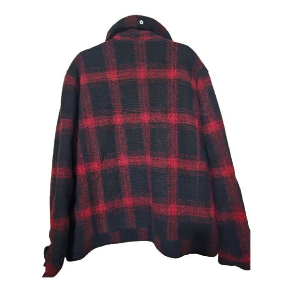 TRUE‎ GRIT Four Square Plaid Jacket Coat Removable Collar - Size XXL - Picture 2 of 9